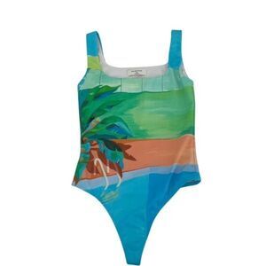 Babaton Multicolor Tropical Wide Strap Stretch Thong One Piece Swimsuit Size XXS